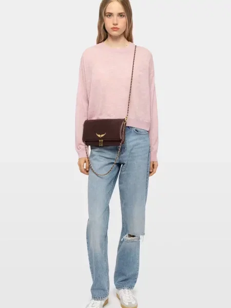 Шкіряний клатч Zadig&voltaire фіолетовий