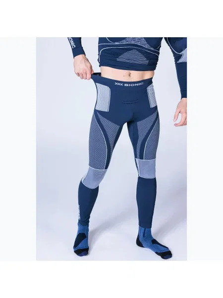 Pantaloni termoactivi pentru bărbați X-Bionic Energy Accumulator marin/alb optic alb