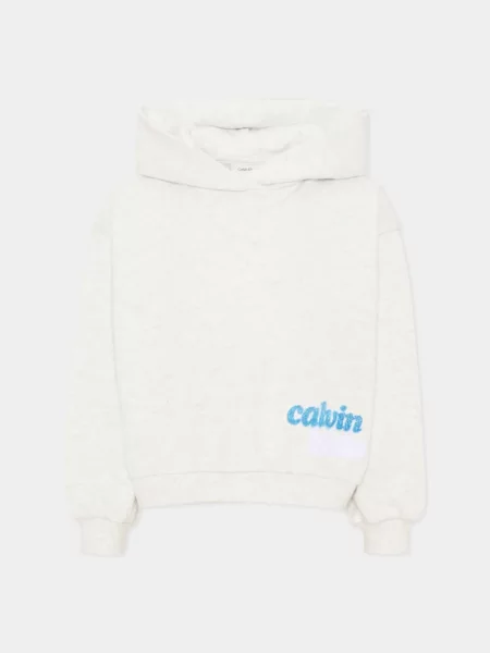 Dětska mikina s kapucí Calvin Klein šedá