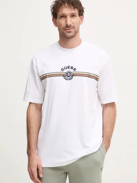 Тениска Guess MOJO с принт бяло
