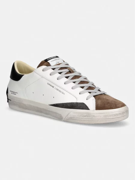 Crime London DISTRESSED sneakers pentru bărbați din piele alb