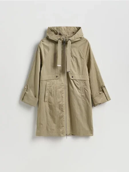 Reserved Kurtka parka z kapturem warm olive khaki