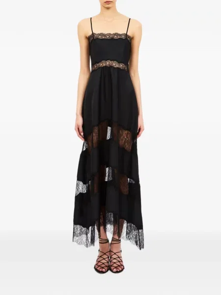 Rochie Ulla Johnson asimetrică din dantelă negru