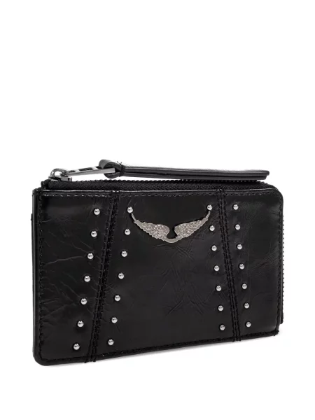 Кожено портмоне Zadig&voltaire с шипове черно