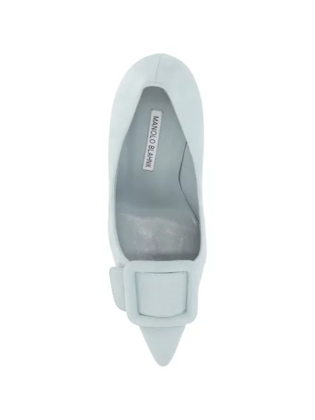 Pantofi cu toc Manolo Blahnik din piele de căprioară cu cataramă albastru