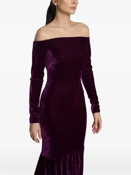 Maksi sukienka maxi Miau By Clara Rotescu z falbankami garniturowa fioletowa