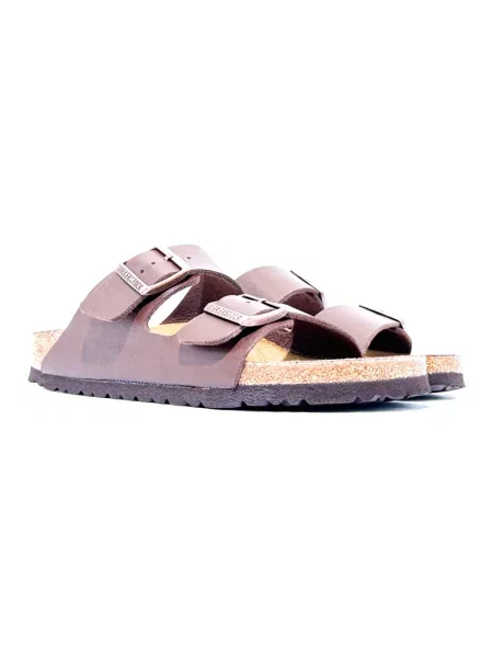 Klapki Birkenstock skórzane brązowe