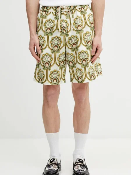 Drôle de Monsieur pantaloni scurți cu in Short Tapisserie Florale Lin