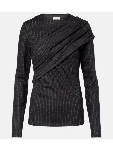 Top Isabel Marant de lână cu dungi gri