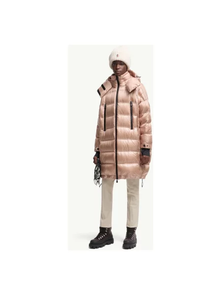Długa kurtka puchowa Moncler beżowa