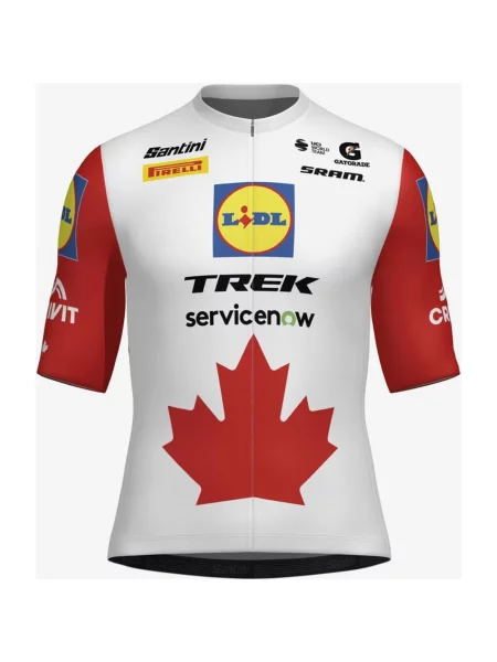 Koszulka rowerowa damska Lidl-Trek Canadian National Champion Classic krótki rękaw czerwony XS biały