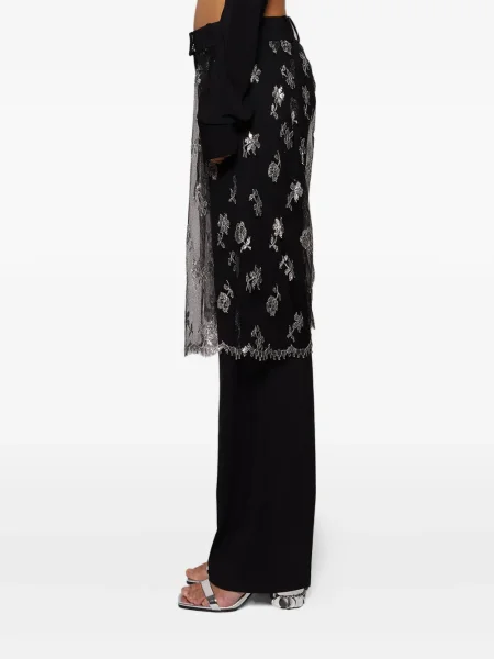 Pantaloni Christopher Esber cu model floral din dantelă negru