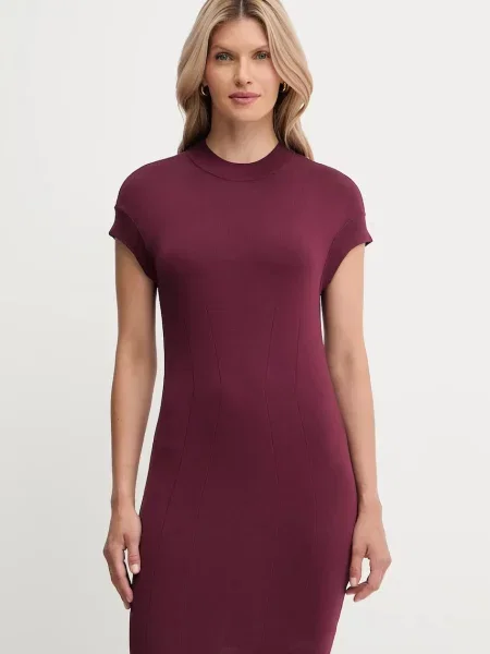 Armani Exchange sukienka mini prosta bordowy