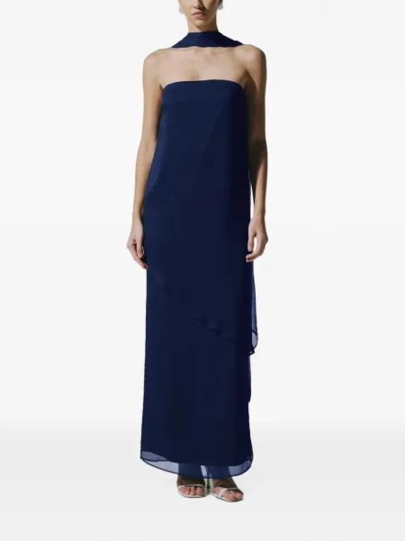 Rochie maxi Baobab din șifon fără bretele albastru