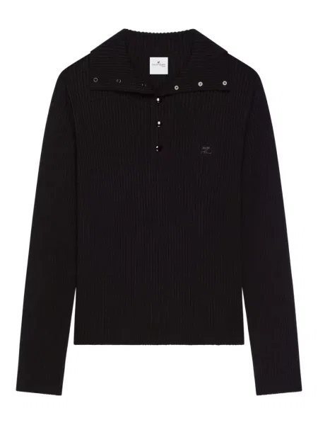 Плетен пуловер Courreges черно