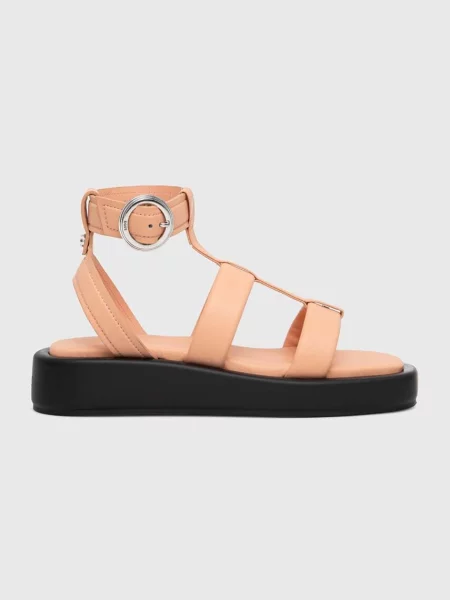 Usnjeni sandali BOSS Scarlet oranžna