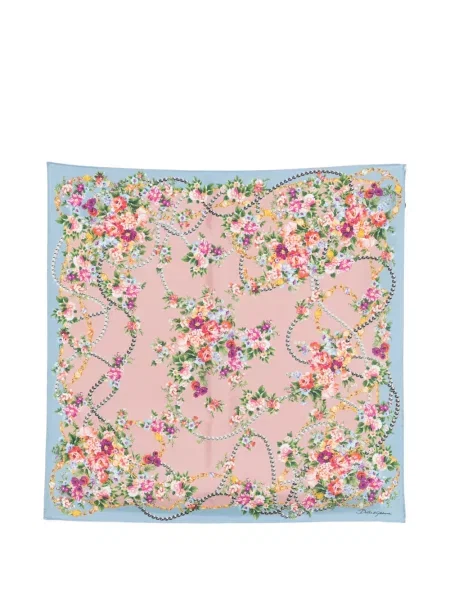 Fular Dolce & Gabbana cu model floral cu imagine albastru