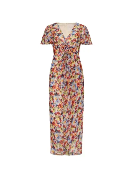 Rochie florală Cinq A Sept cu model floral cu decolteu în V roșu