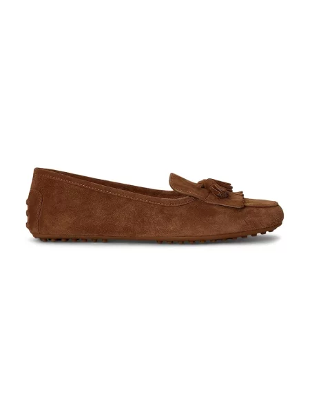 Lauren Ralph Lauren mocasini pentru femei din piele întoarsă Tayte Klt maro