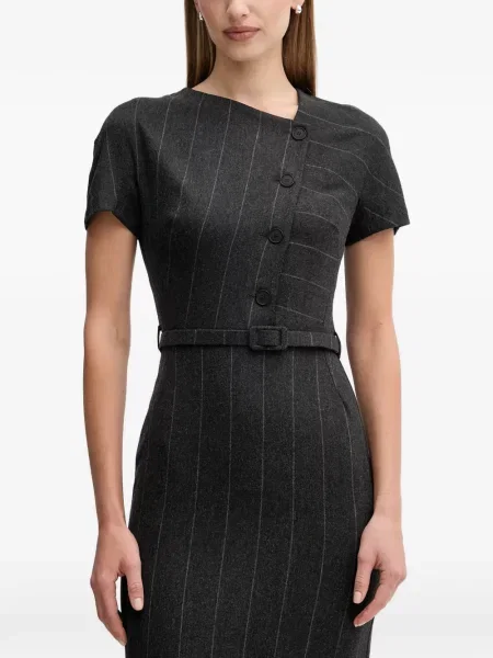 Sukienka midi Sandro Ferrone w paski do kolan garniturowa szara