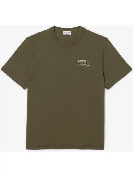 Koszulka Lacoste Multi Print brązowy XS biały