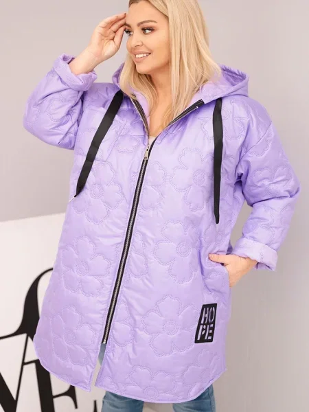 Geacă Kesi Włoski cu inscripții cu glugă violet