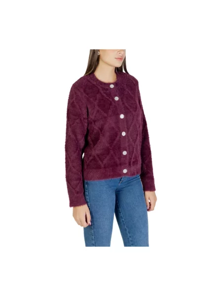 Kardigan Jacqueline De Yong z długim rękawem czerwony