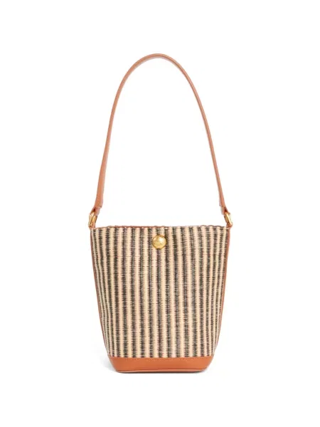 Geantă bucket Lacoste cu dungi cu aplicații