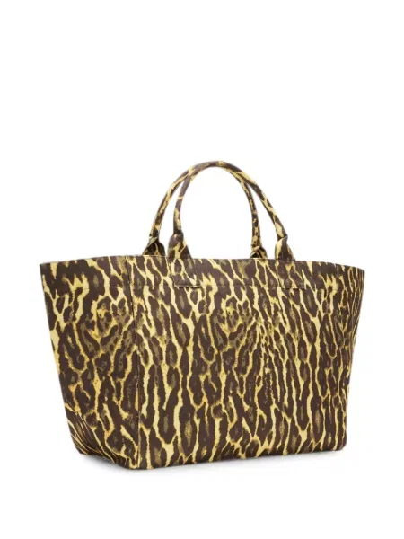 Geantă shopper Ganni cu imagine cu model leopard maro