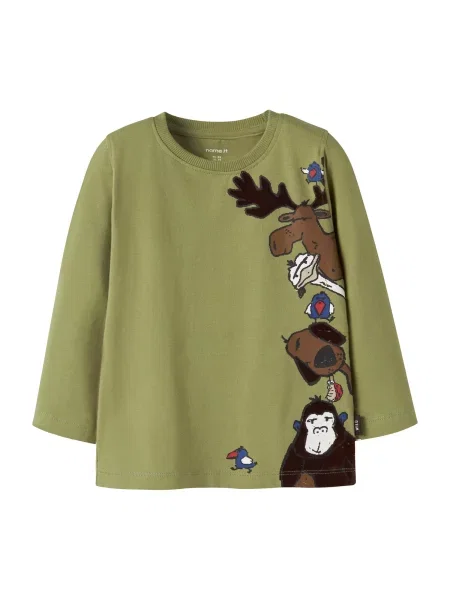 NAME IT Tricou NMMRADY bleumarin / maro coniac / măr verde