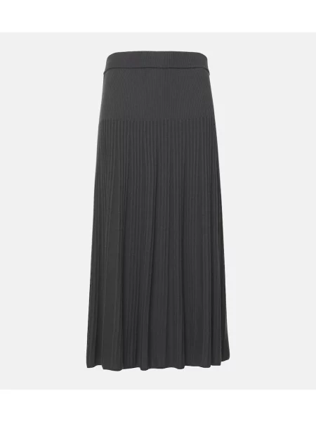 Fustă midi Joseph de lână până la genunchi negru