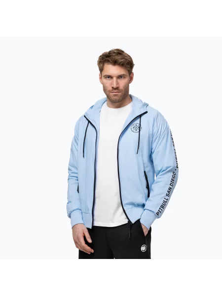 Geacă pentru bărbați Pitbull Athletic Tape Hooded light blue albastru