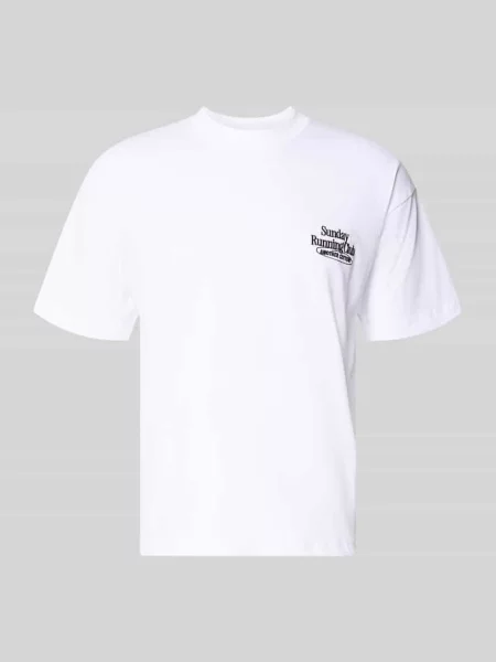 T-shirt w kroju regular fit z haftowanym logo Another Cotton Lab biała