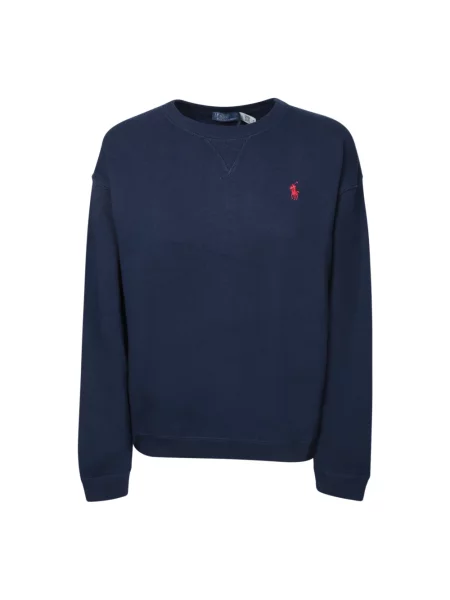 Bluza typu oversized z wyhaftowanym logo Ralph Lauren niebieska