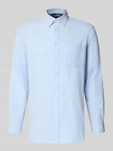 Koszula o kroju slim fit casualowa z flaneli z kołnierzykiem typu button down Christian Berg Men błękitna