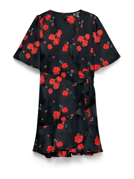 VERO MODA Rochie gri / roșu negru
