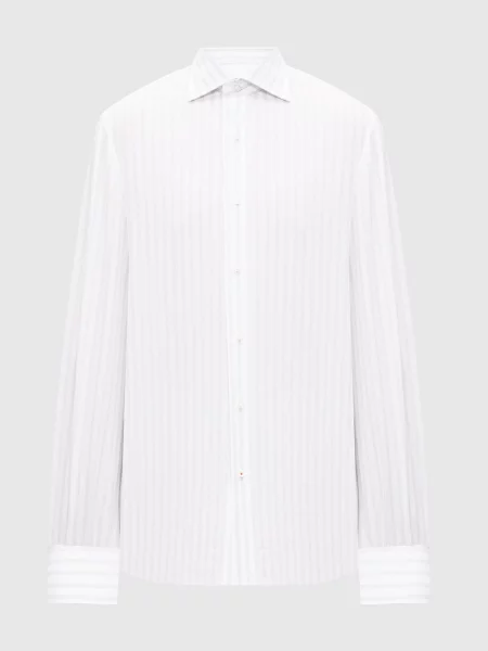 Сорочка з льоном в смужку Isaia біла