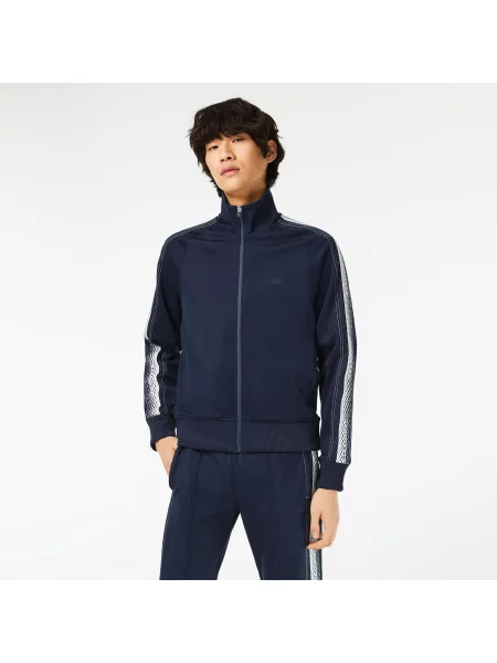 Lacoste Bluza Regular Fit Z Zamkiem Błyskawicznym I Pikowaniem granatowa