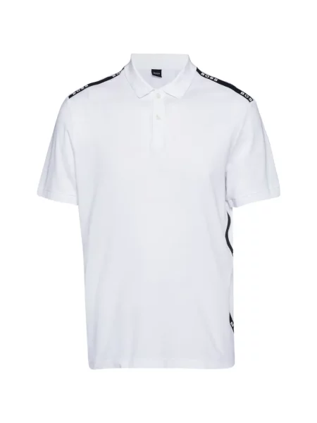 Tricou polo Boss cu autograf alb