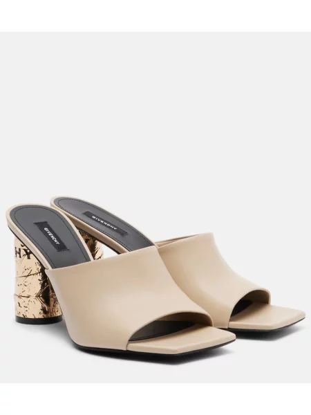 Papuci tip mules Givenchy din piele bej