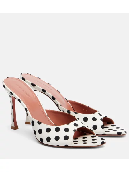 Satenaste pikčaste mules Amina Muaddi bela