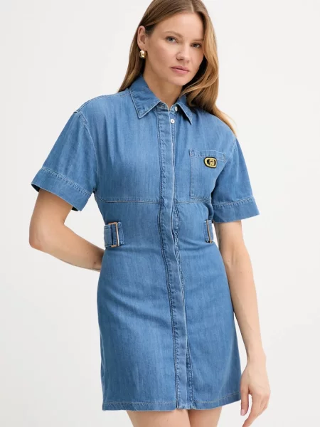 Liu Jo sukienka jeansowa mini prosta niebieski
