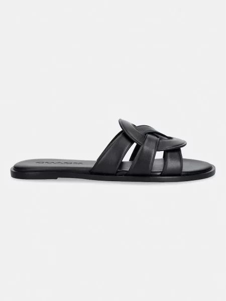 Coach papuci pentru femei din piele Lena Leather Slide Sandal negru