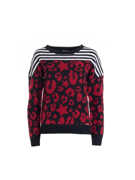 Sweter Fracomina w paski z nadrukiem