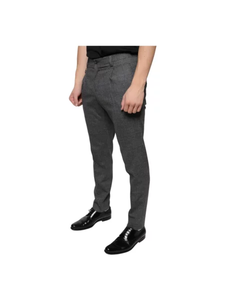 Skinny spodnie Dolce And Gabbana wełniane w kratę szare