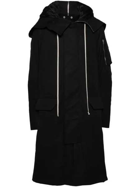 Palton Rick Owens cu glugă negru