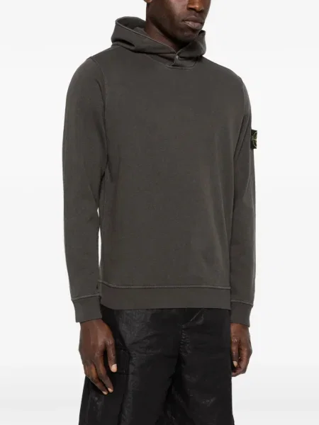 Суичър с качулка Stone Island камъни сиво