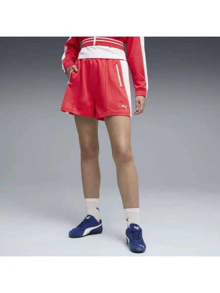 PUMA szorty T7 4" z drobnymi zakładkami Odzież S czerwony