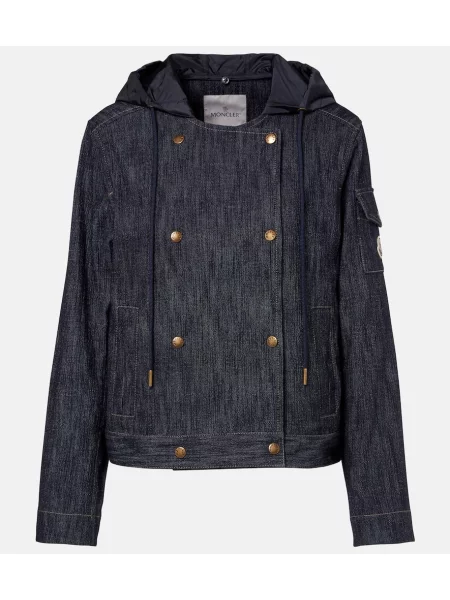 Kurtka jeansowa Moncler dwurzędowa niebieska