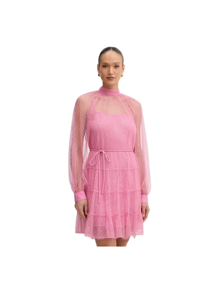 Sukienka mini Twinset w grochy tiulowa różowa